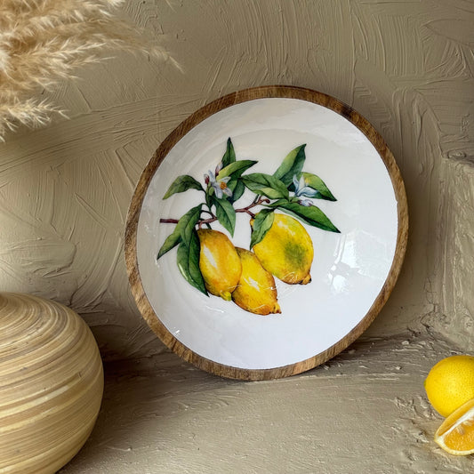 Selin Yuvarlak Küçük Boy Sunumluk Meyvelik Lemon Desenli KOD:HSL-05