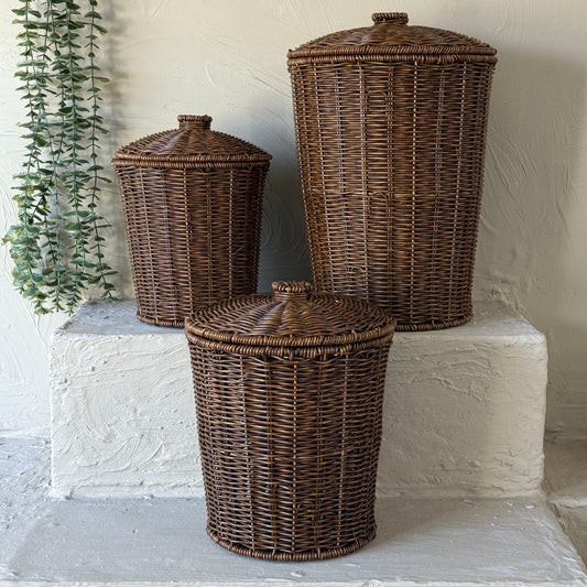 Sevarlly Rattan 3 Boy Patates Soğanlık Seti Kahve Rengi KOD:73418