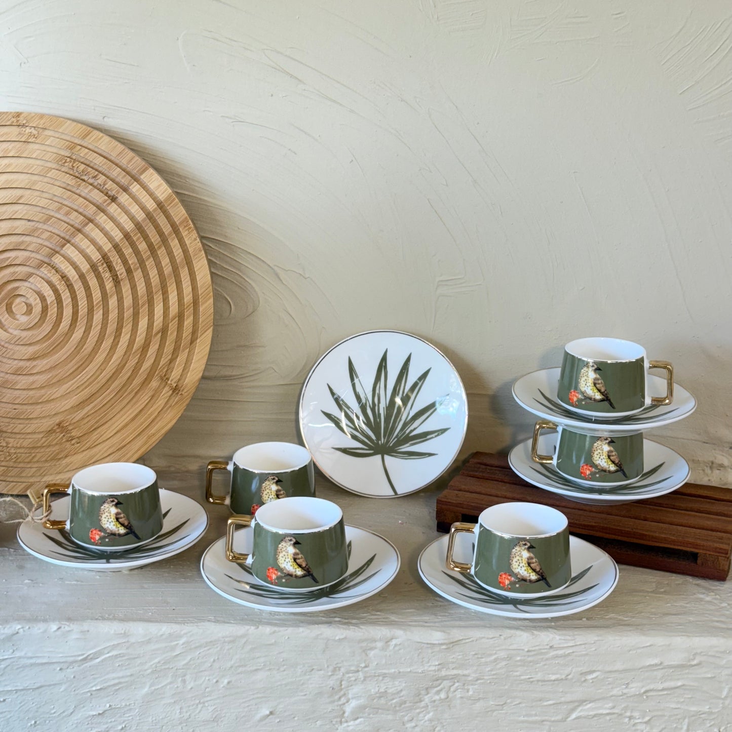 Arow Porselen Kahve Fincan Takımı 6 Kişilik Haki