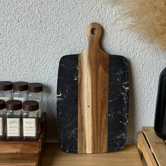 Rocc Saf Mermer-Akasya Saplı Sunumluk Siyah