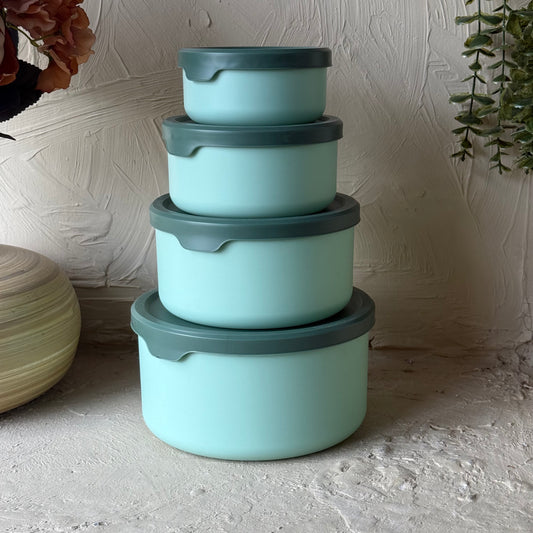 Elis 4 lü Yuvarlak Saklama Kabı Seti Yeşil KOD:275842