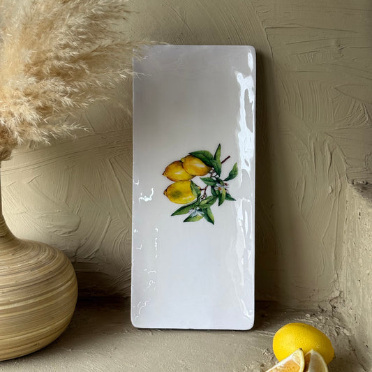 Selin Dikdörtgen Sunumluk Limon Desenli Büyük Boy KOD:HSL-01