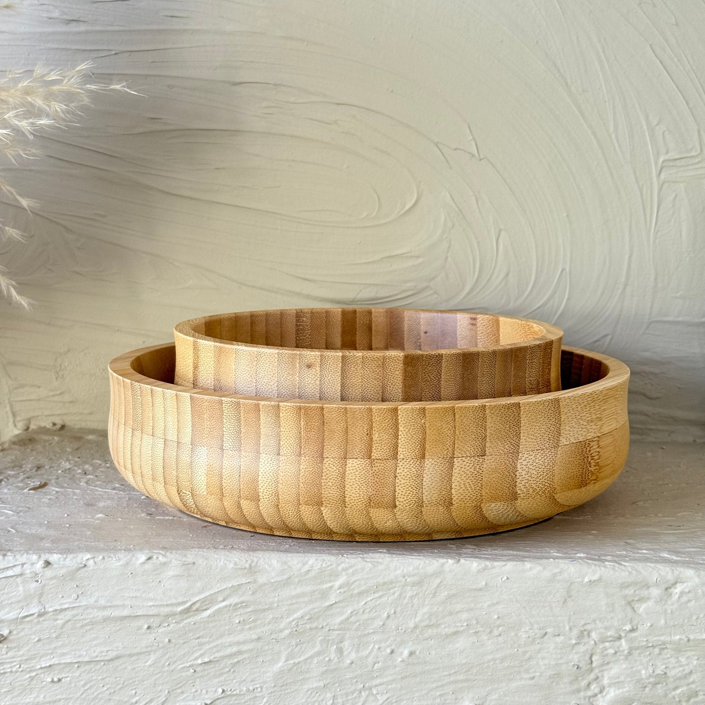 Mien İki Boy Yuvarlak Bambu Kase Seti Büyük Boy 24 cm, 18 cm