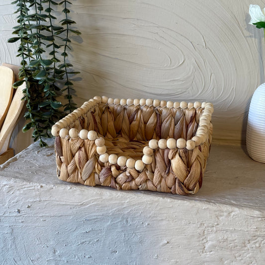 Savelly Kalın Örgü Hasır Boncuk Peçetelik 20x20 cm KOD:72242