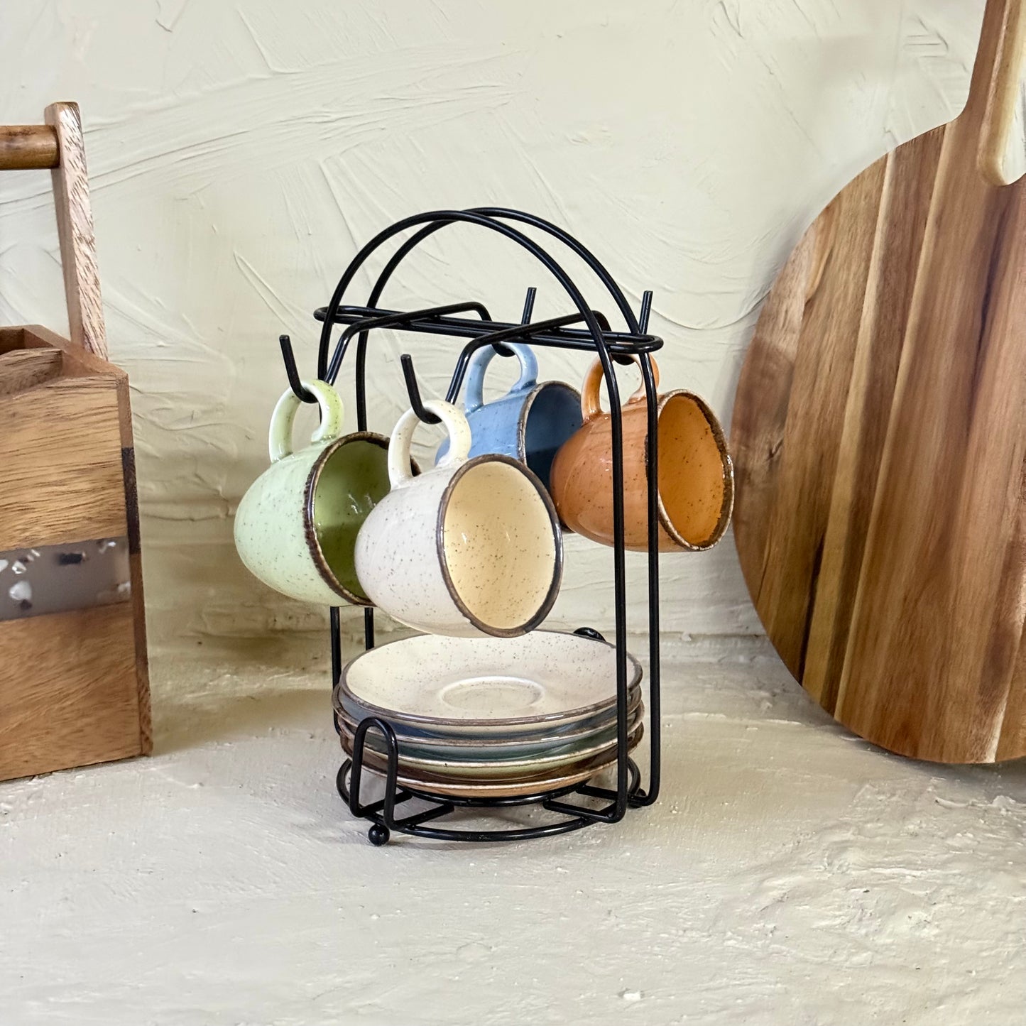 Porline Metal Standlı Renkli Kupa Seti 4 Kişilik KOD:0527