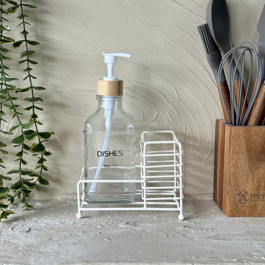 Savor Metal Standlı Cam Sıvı Sabunluk Beyaz KOD:166