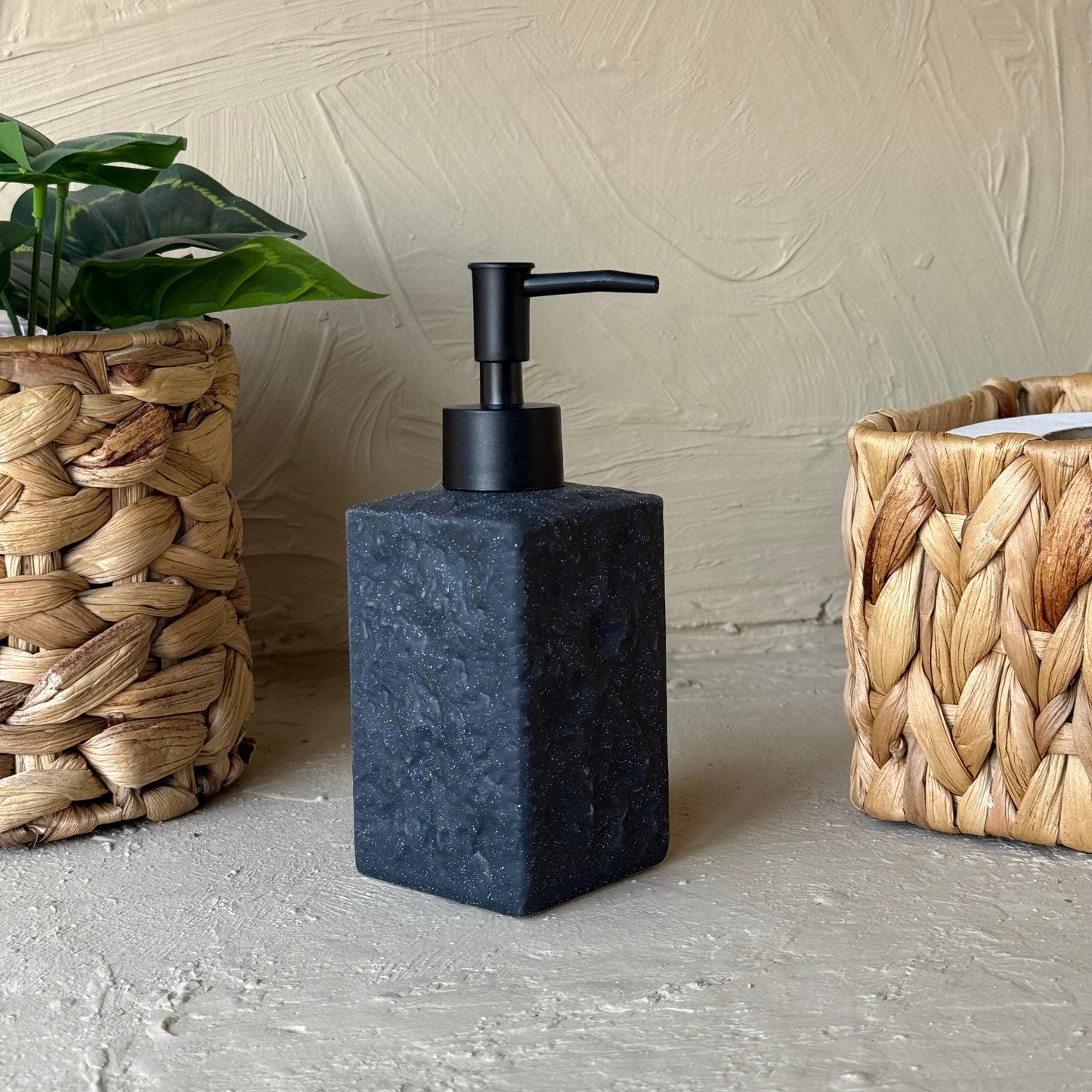 Mermer Desenli Porselen Sıvı Sabunluk Siyah KOD:1463