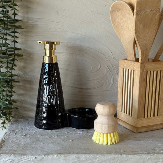 Buenally Mutfak Sıvı Sabunluk Fırçalık Seti 2 Parça Siyah KOD:2409