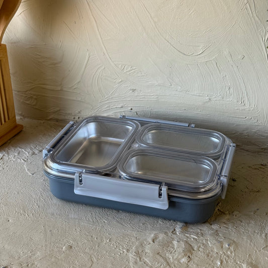 Vichally Vakumlu 3 Bölmeli Saklama Kabı Gri 600 ml