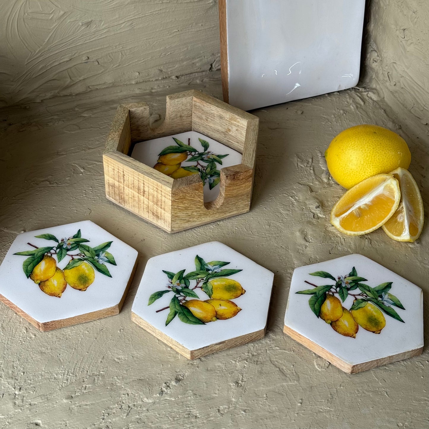 Selin Bardak Altlığı Lemon Desenli 4 Parça KOD:HSL-10