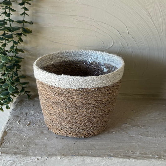 Savelly Hasır Saksı Sepet Poşetli Krem KOD:16709