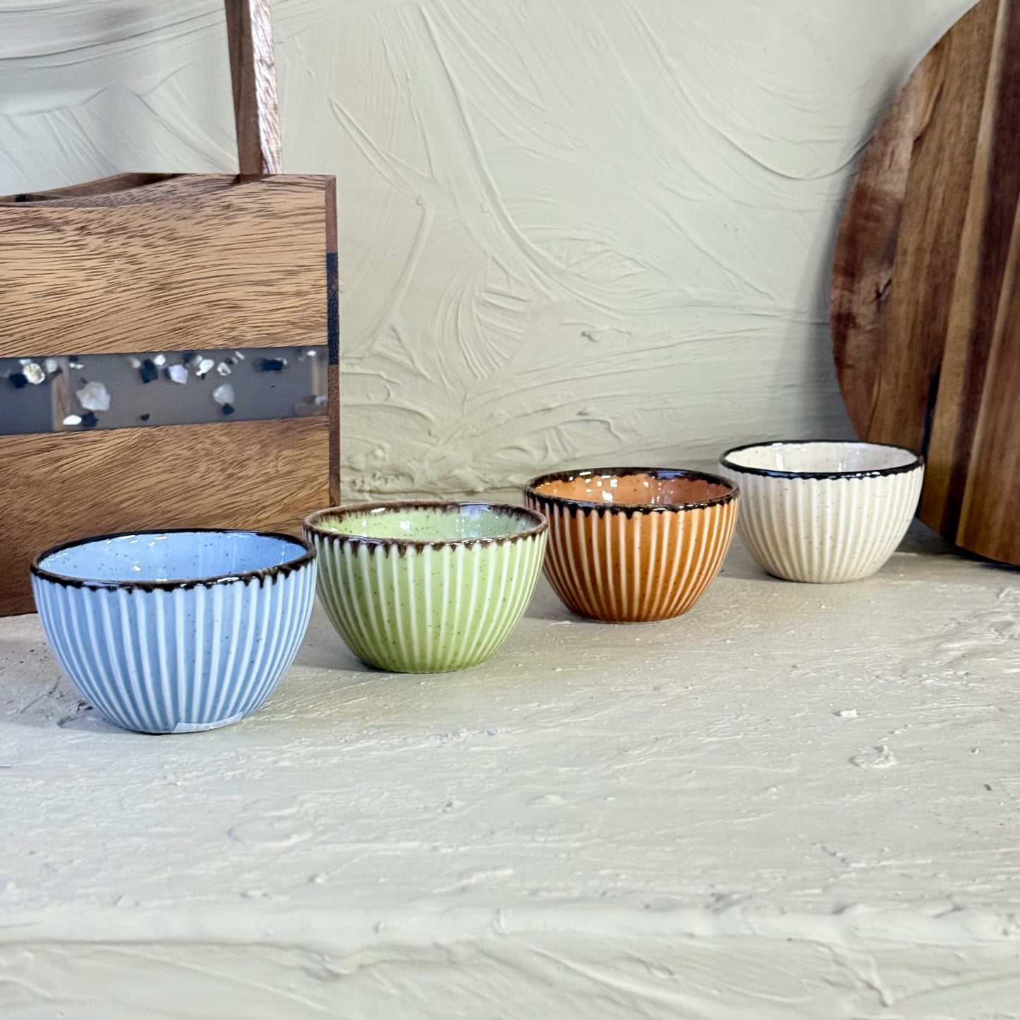 Porline 4 Lü Yuvarlak Kase Renkli 8 cm KOD:3773