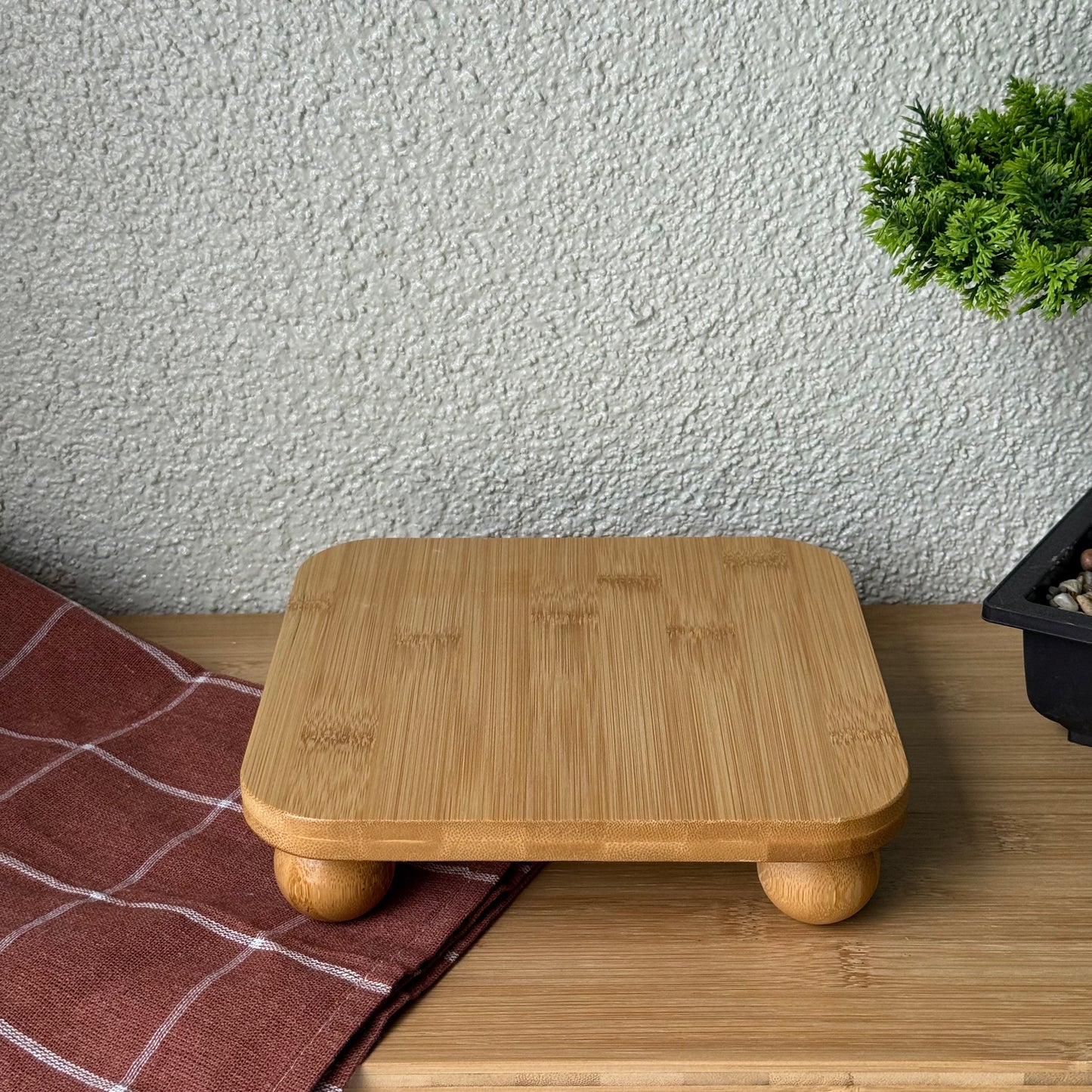 Svr Top Ayaklı Kare Bambu Sunumluk 19,5x19,5 Cm