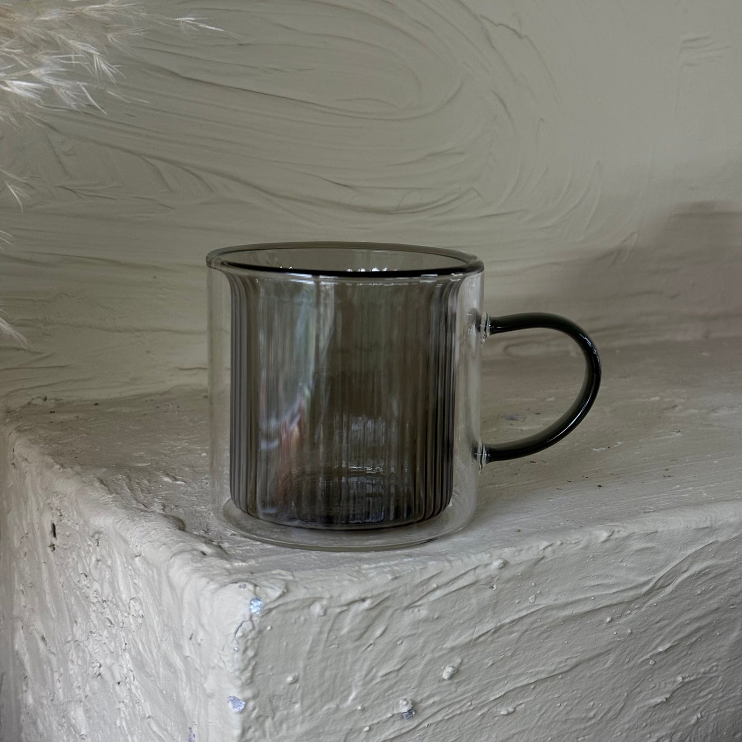 Tutku Çift Cidarlı Cam Kupa Füme 270 ml KOD:029