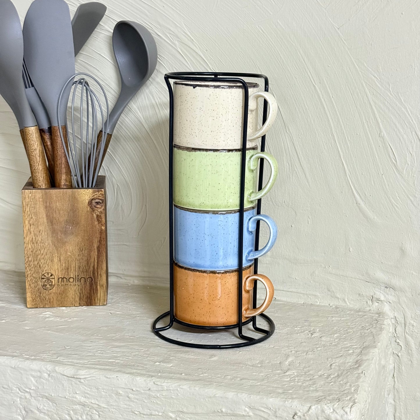 Porline Metal Standlı Renkli Kupa Seti 5 Parça KOD:0528