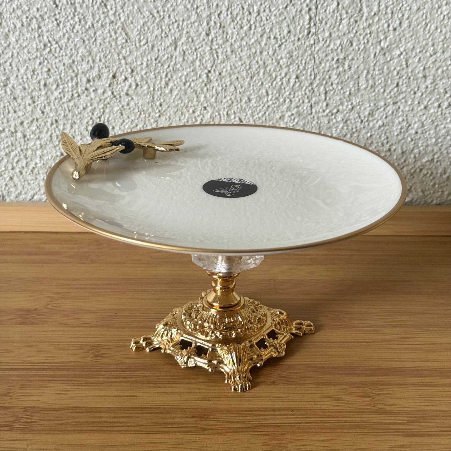 Oliva Siyah-Gold Yaldızlı Porselen Ayaklı Sunumluk Kod:3099