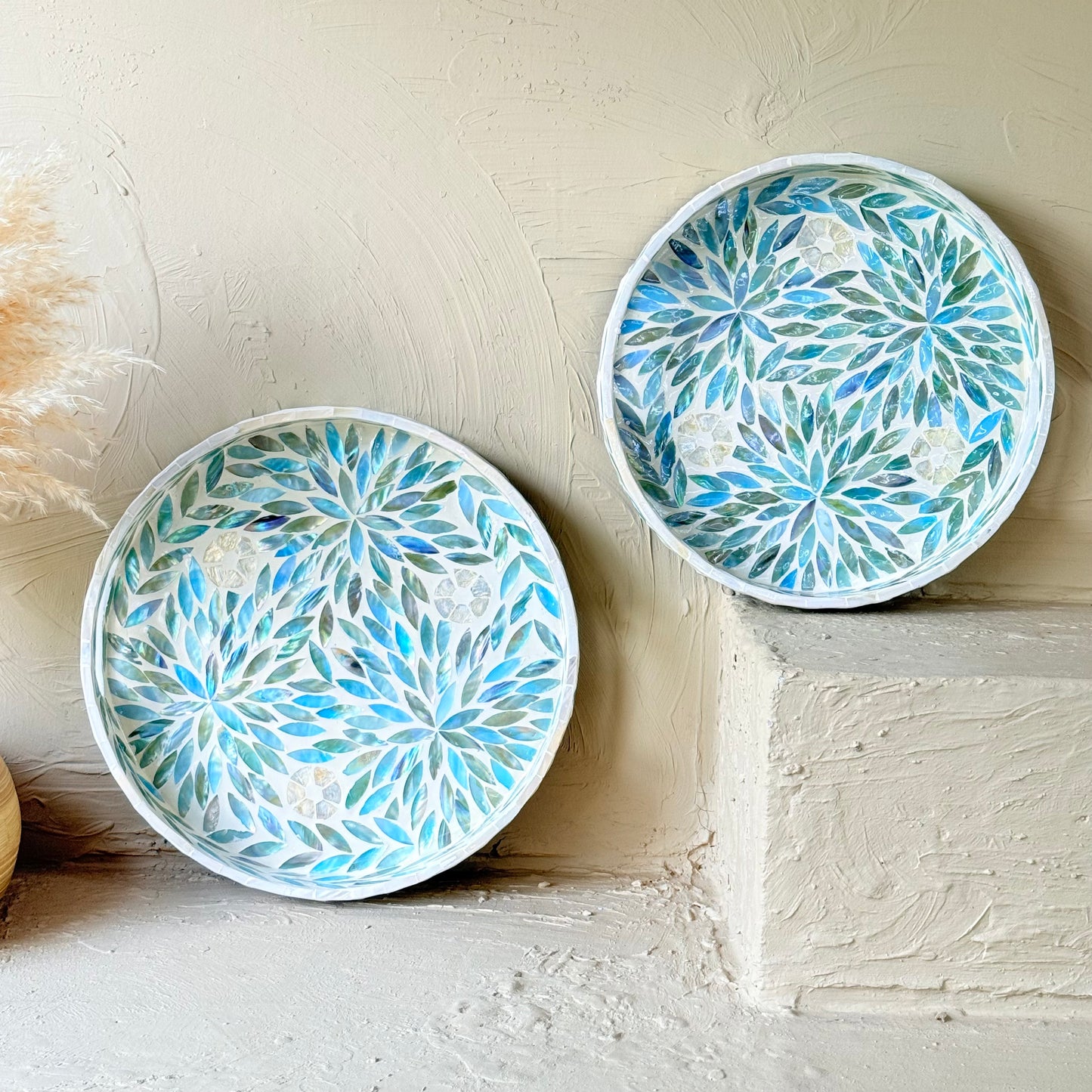 SVR Sedef İkili Yuvarlak Tepsi Seti KOD:61832 Yeşil