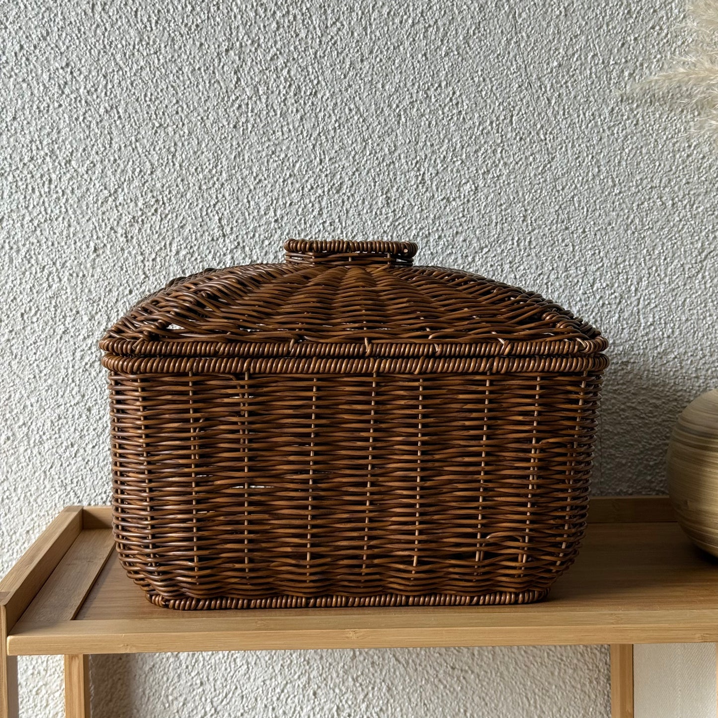 Passion Rattan Dikdörtgen Kapaklı Sepet Kahve Rengi