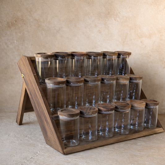 Buenally Akasya Standlı 19 Lü Yuvarlak Baharatlık Seti KOD:103