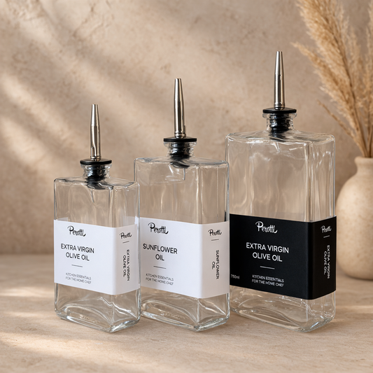 Perolly Cam Gümüş Kapaklı Yağlık Seti 300 ml, 500 ml, 700 ml KOD:18115