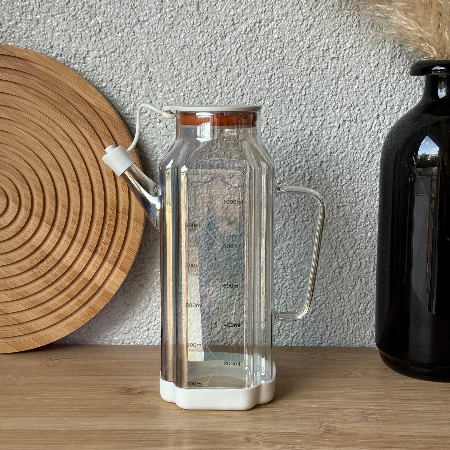 Mila Fluid Borosilikat Cam Yağdanlık Krem 1 Litre KOD.6512