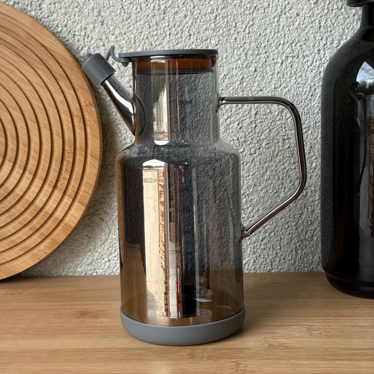 Oreon Soft Borosilikat Cam Yağdanlık Füme 1 Litre KOD.6514