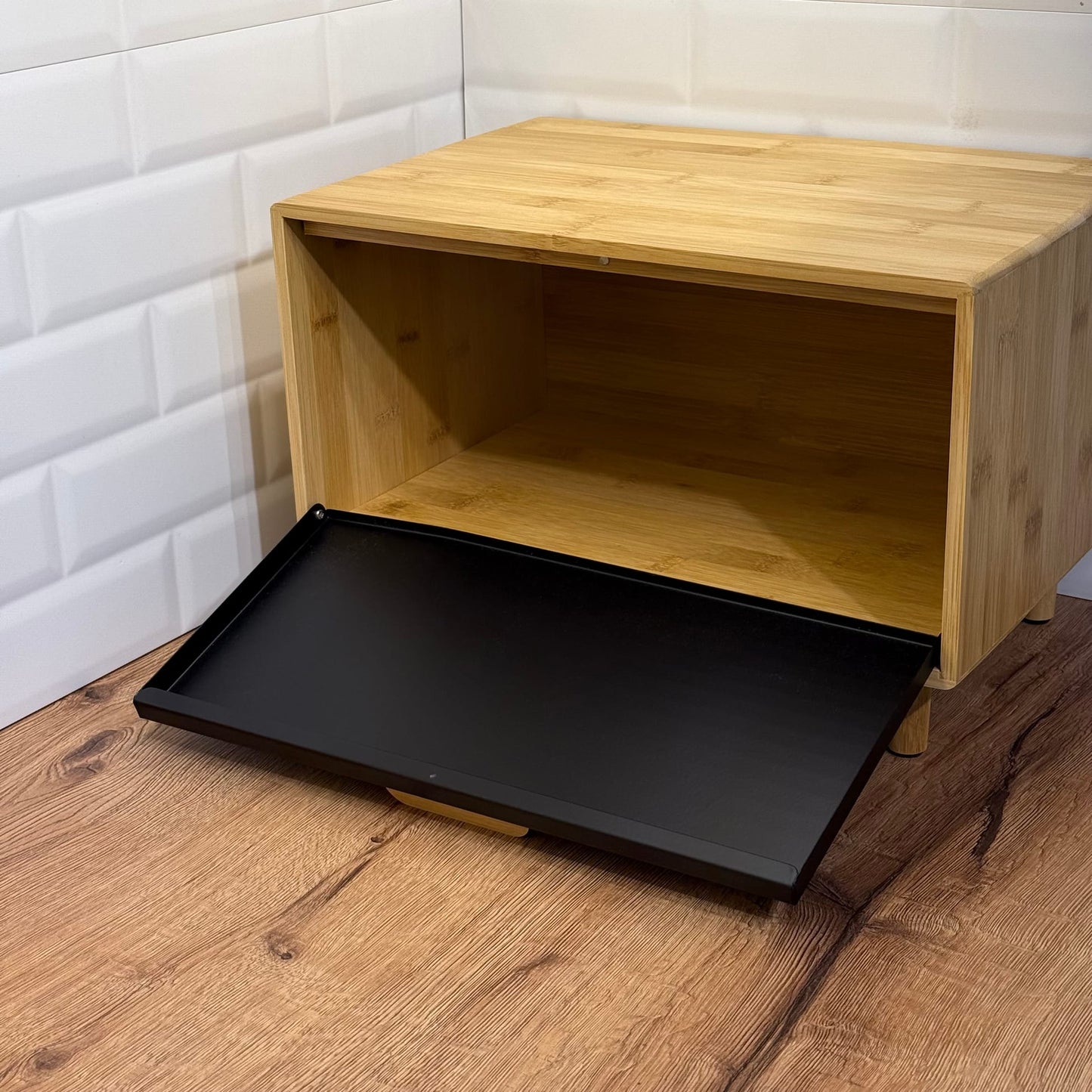 Eva Ayaklı Bambu Ekmeklik Siyah