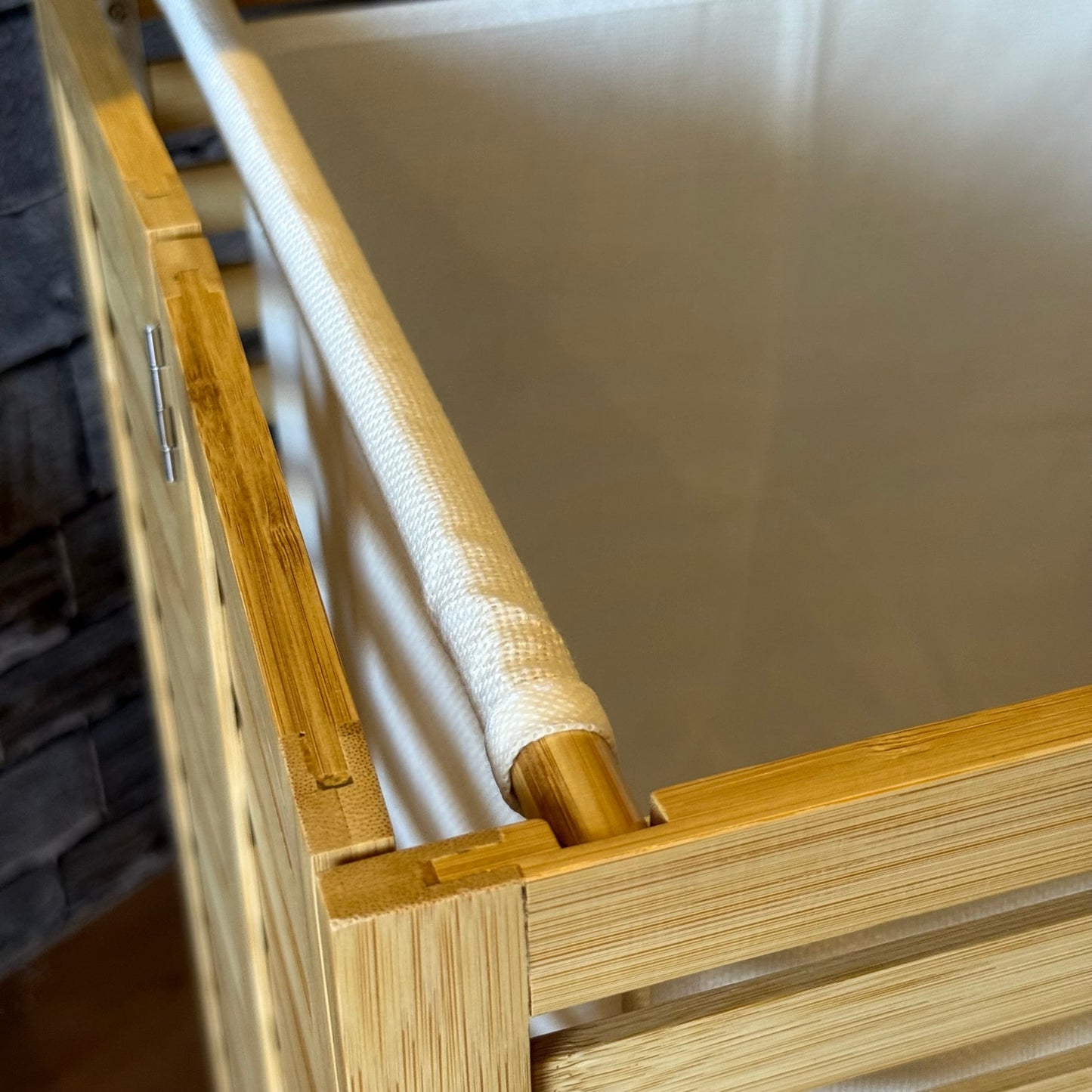 Mery Katlanır Bambu Kirli Çamaşır Sepeti 60x40x45 CM (model:9123)