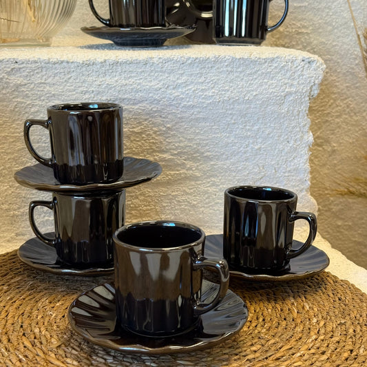 Balerin Porselen Kahve Fincan Takımı Siyah