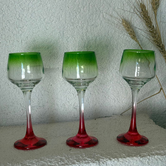 Botanik Çift Renkli Kahve Yanı Bardağı 6 Adet Yeşil-Kırmızı