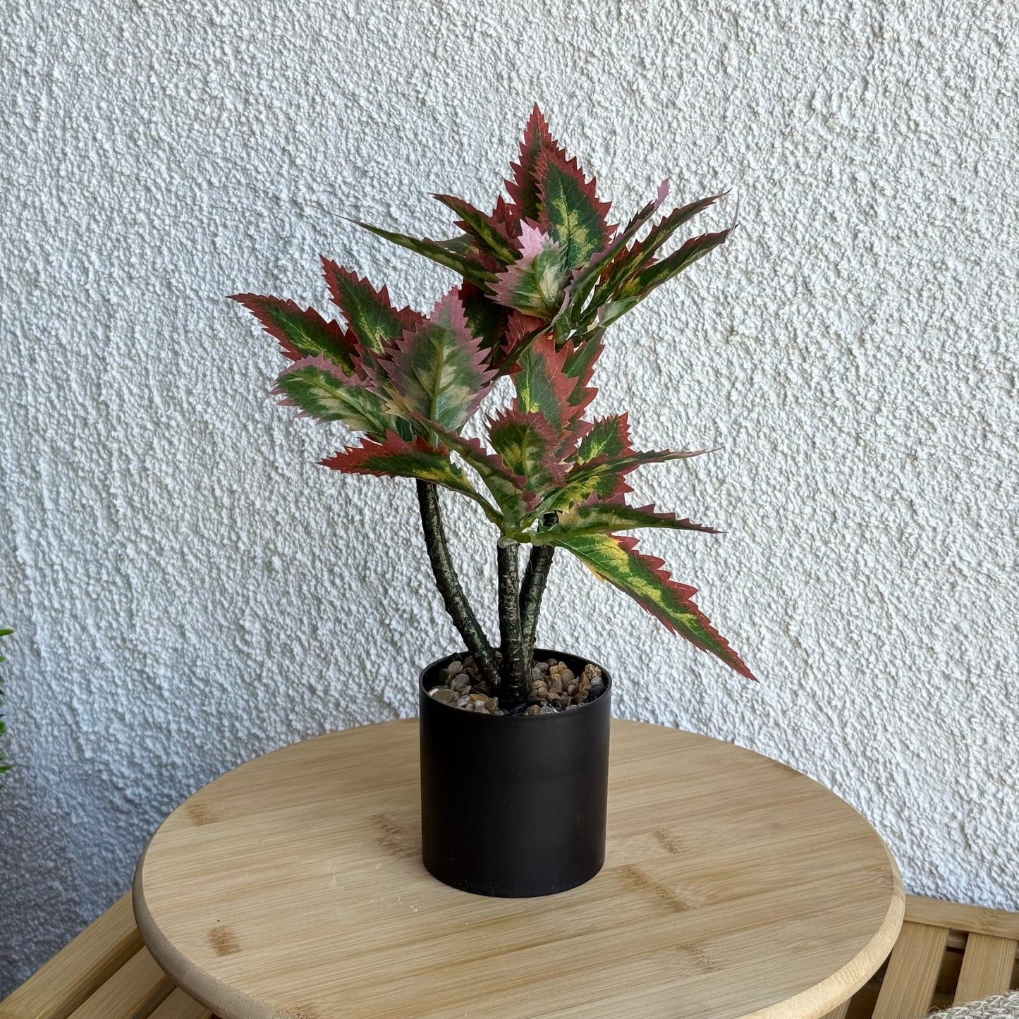 Coleus Saksılı Yapay Çiçek 30 cm Bordo-Yeşil