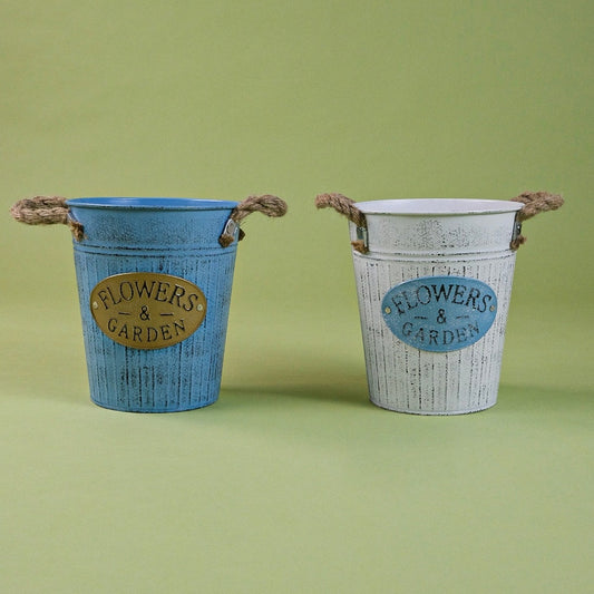 Flowers And Garden Metal Halat Tutmalı Saksı Seti 18,5x16,5cm (2 adet )