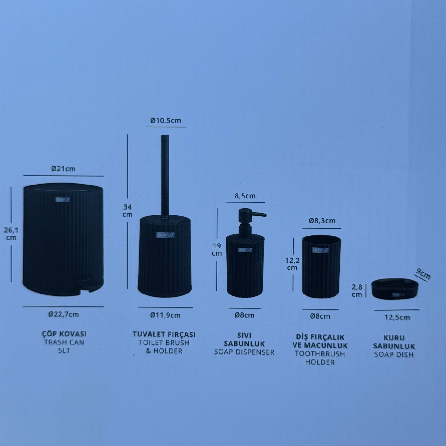 Coliseum Akrilik Banyo Seti 5 Patça Krem