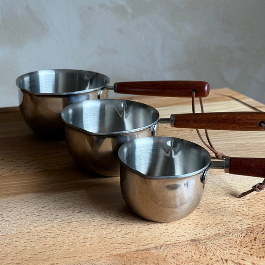 Kylie 3 Boy Çelik Akasya Ağacı Saplı Ölçü Seti (304 Çelik Yüksek Kalite)