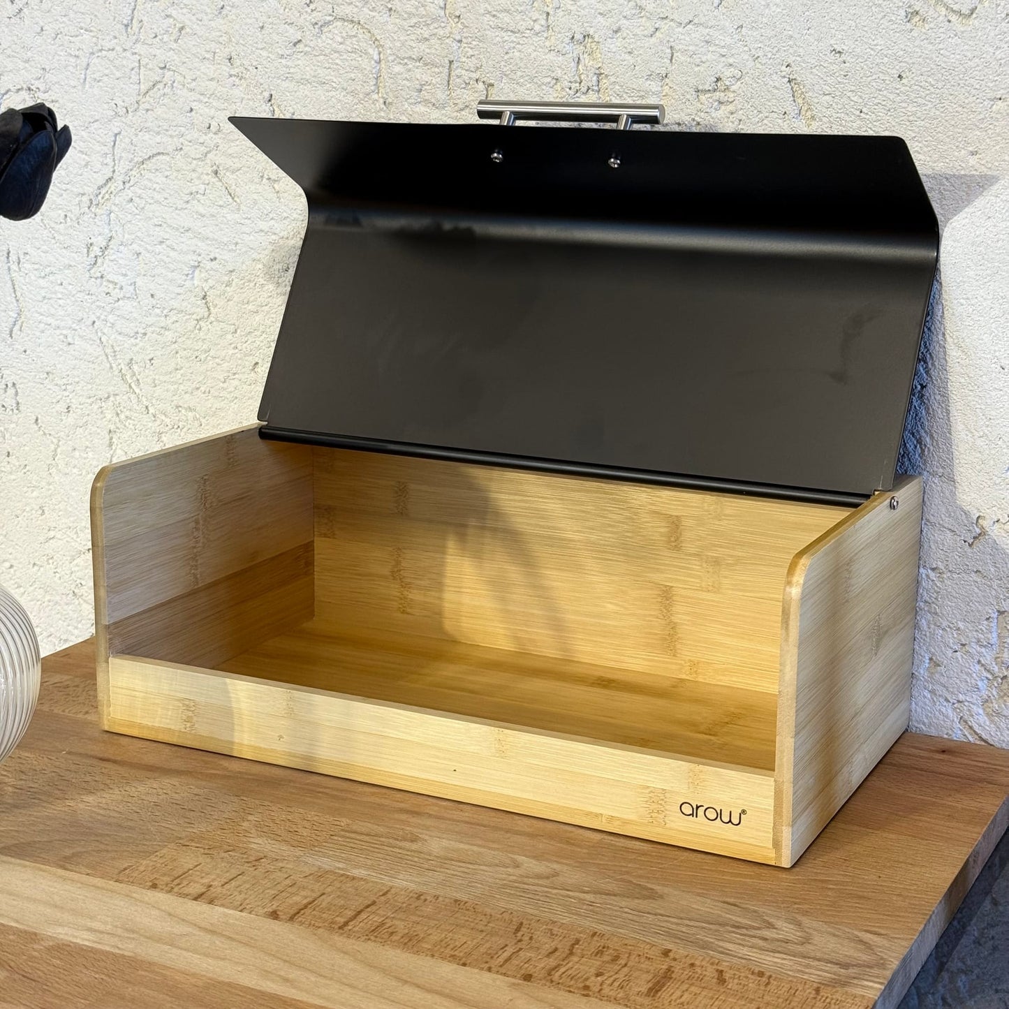 Alga Bambu Büyük Boy Ekmek Kutusu Siyah