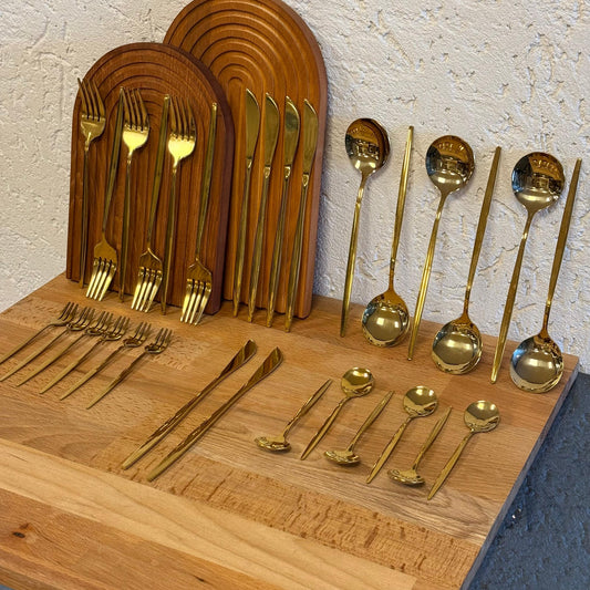 Zra Model 30 Parça 6 Kişilik Çatal Kaşık Bıçak Seti Gold (Çok Satanlarda)
