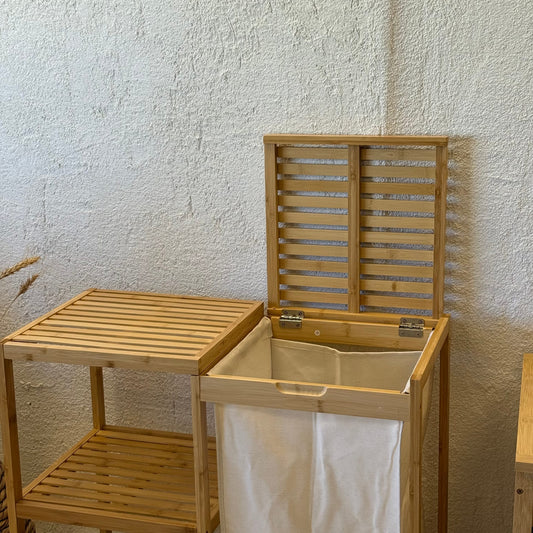 Bambu Dolap ve Kirli Çamaşır Sepeti 68x33x65 cm (24 SAATLİK İNDİRİM)