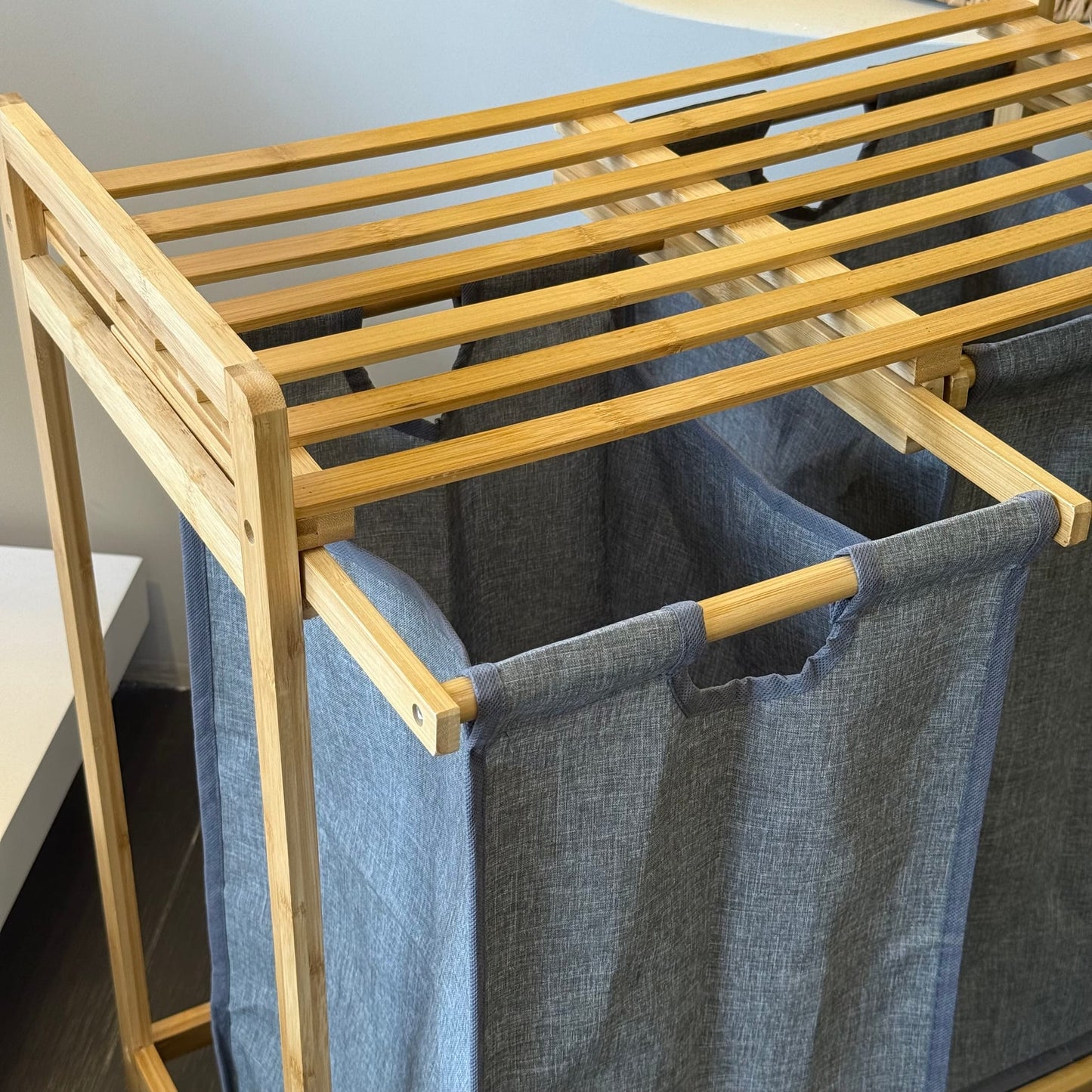 Bambu 2 Bölmeli Kirli Çamaşır Sepeti