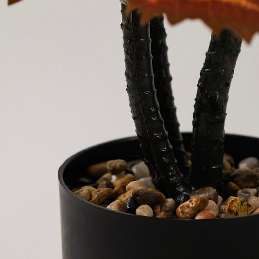 Coleus Saksılı Yapay Çiçek 30 cm Turuncu-Bordo