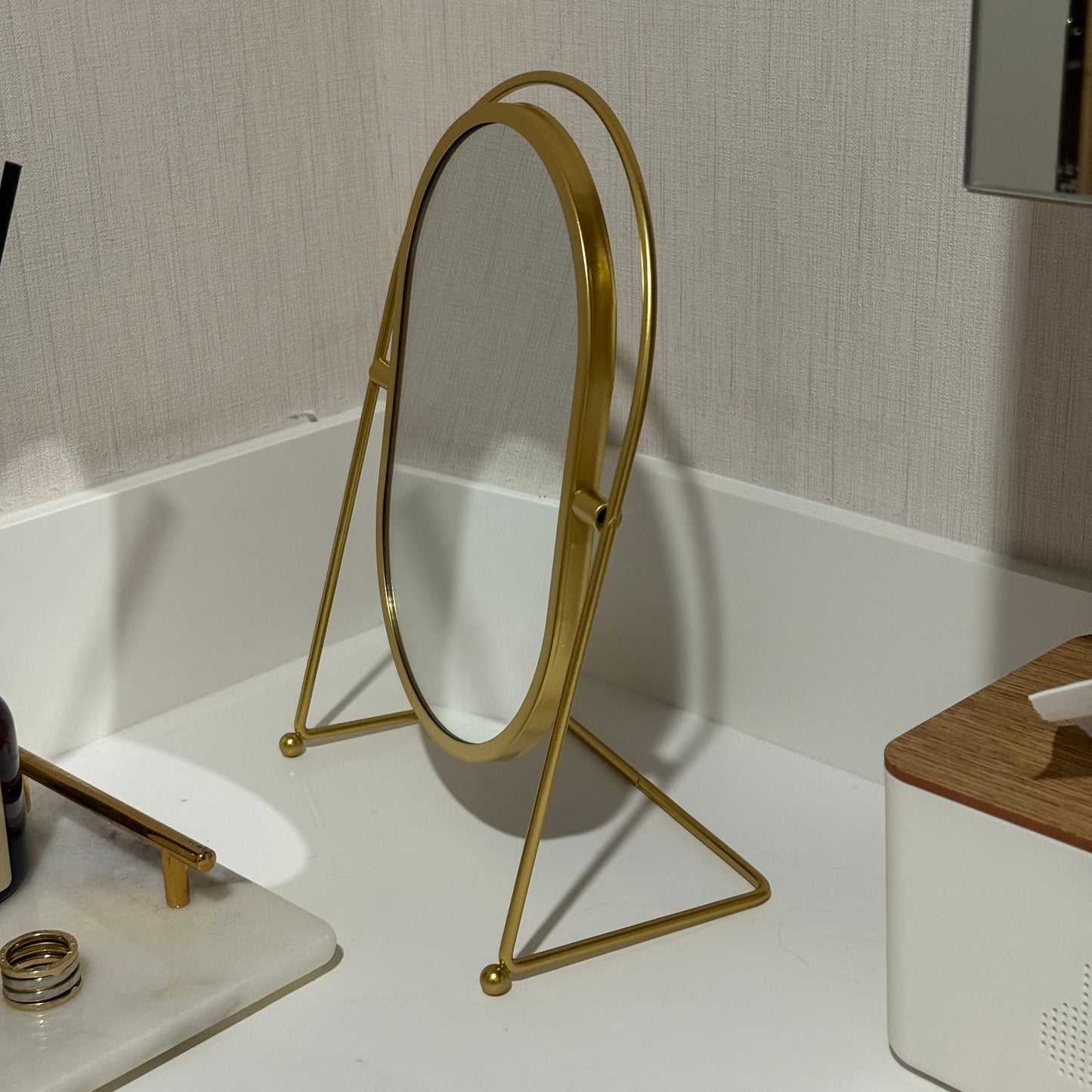 Nuro Masa Üstü Oval Ayna Gold