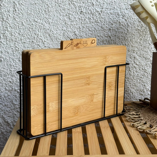 Zara Model Metal Standlı 4 Lü Set Kesme Tahtası