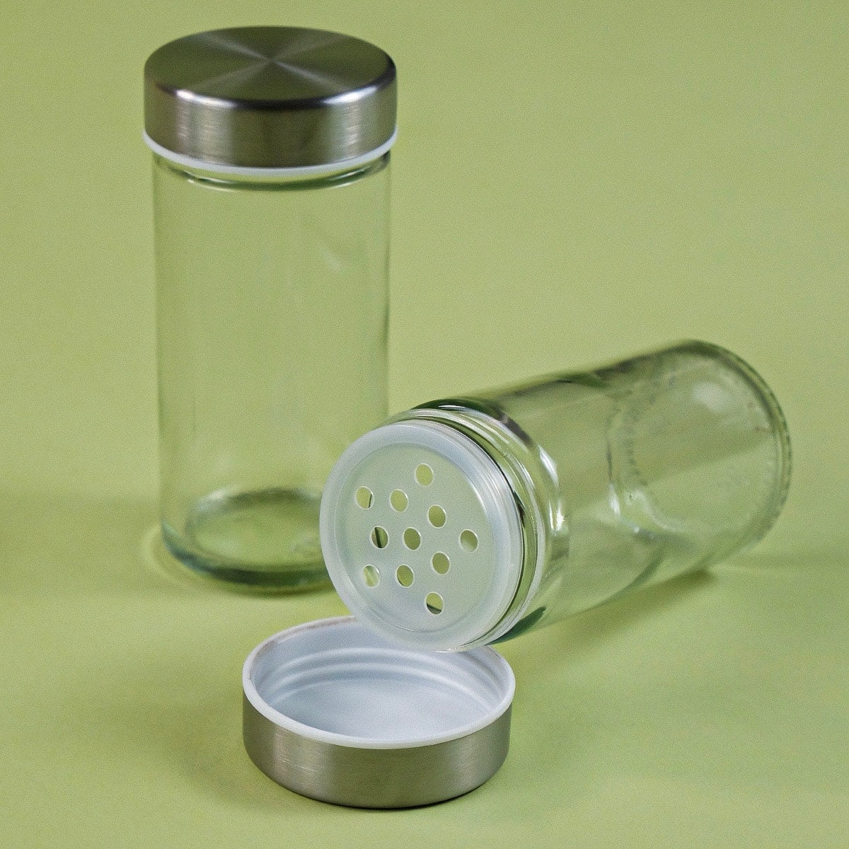 Metal Mat Dönen Standlı Cam Baharatlık Seti Siyah (KOD:4730)