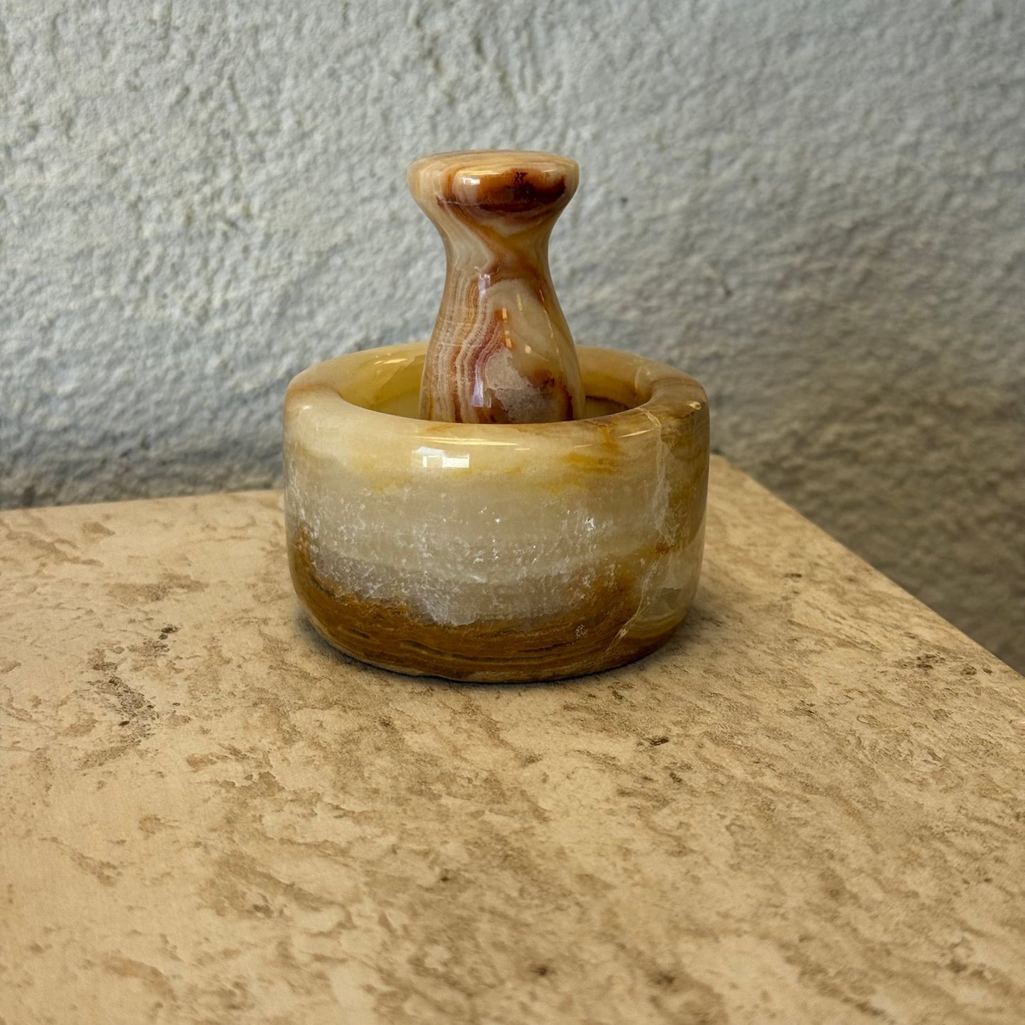 Maru Saf Mermer Küçük Boy Havan 4x7 cm Krem