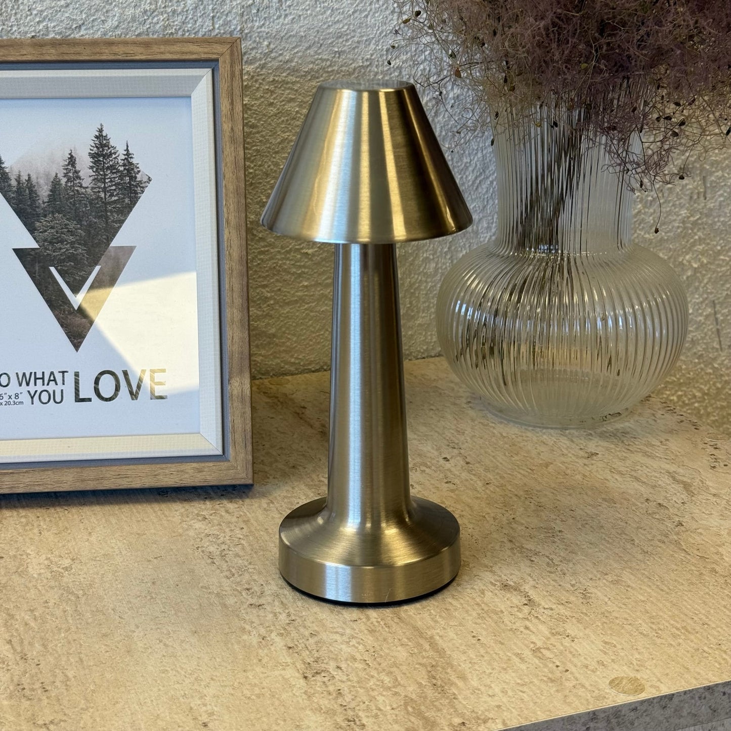 Mira Konik Masaüstü, 3 Fonksiyonlu Led Lamba Şarjlı 23 cm Gümüş