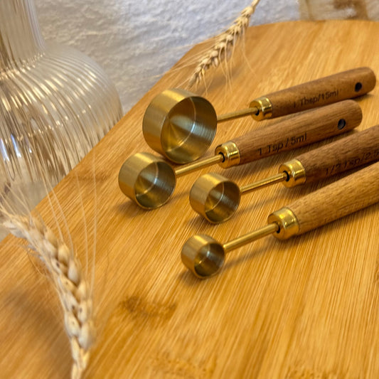 Barotti Ahşap Tutmalı 4 Lü Küçük Boy Ölçü Kaşığı Seti