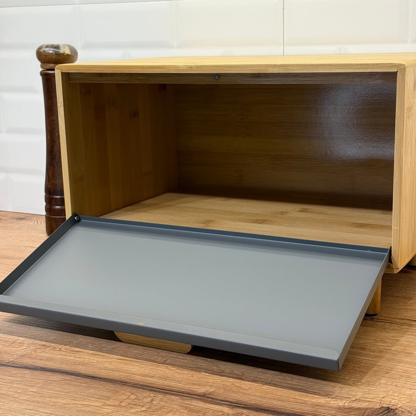 Eva Ayaklı Bambu Ekmeklik Gri