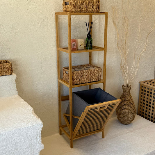 Lina Bambu 3 Katlı Kirli Çamaşır Banyo Dolabı 130x37x33  cm
