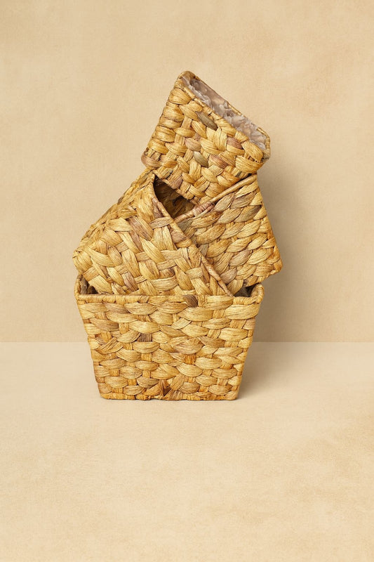 Kalın Örgü Kare Hasır Saksı 4 Boy