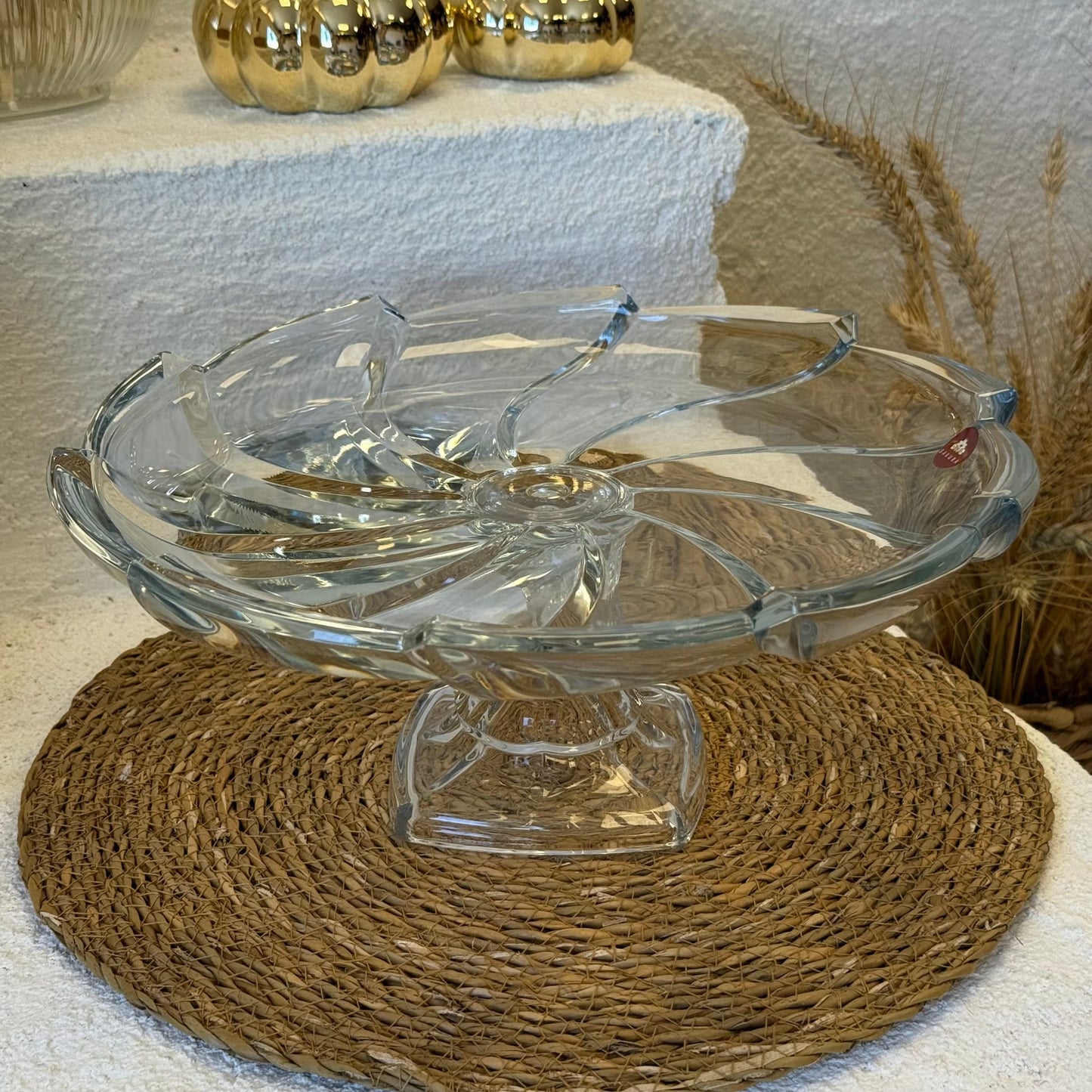 Eleanor Ayaklı Kristal Geniş Kase Sunumluk 31 cm