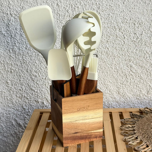 Blanket 9 Parça Akasya Ağacı Silikon Mutfak Seti